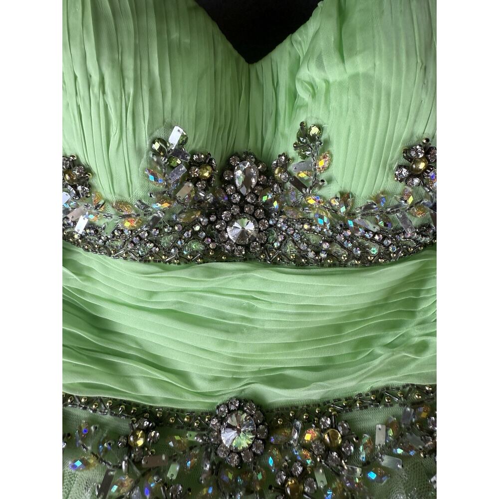 Sherri Hill Prom Dress Size4 Green Rhinestone Tulle Mini Tinkerbell - Picture 6 of 10